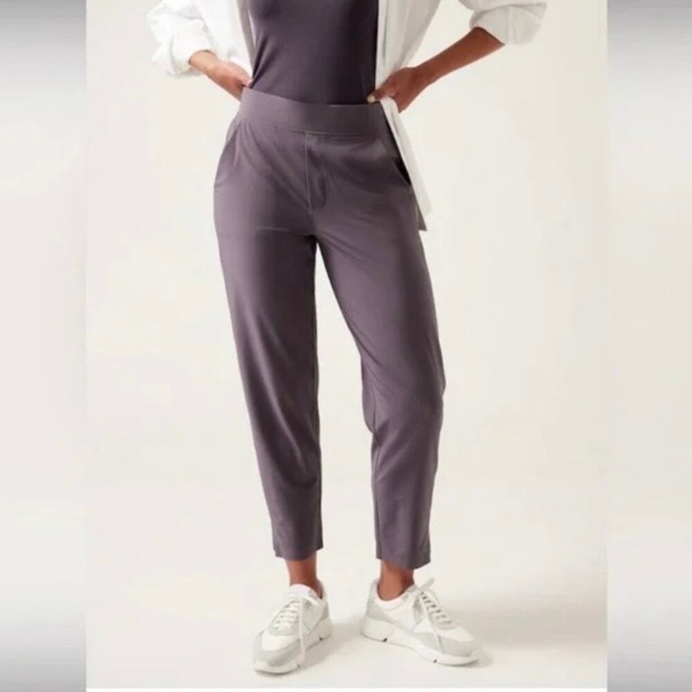 Athleta Pants Womens 18 Purple Brooklyn Mid Rise Ankle Pull On Commute City Work